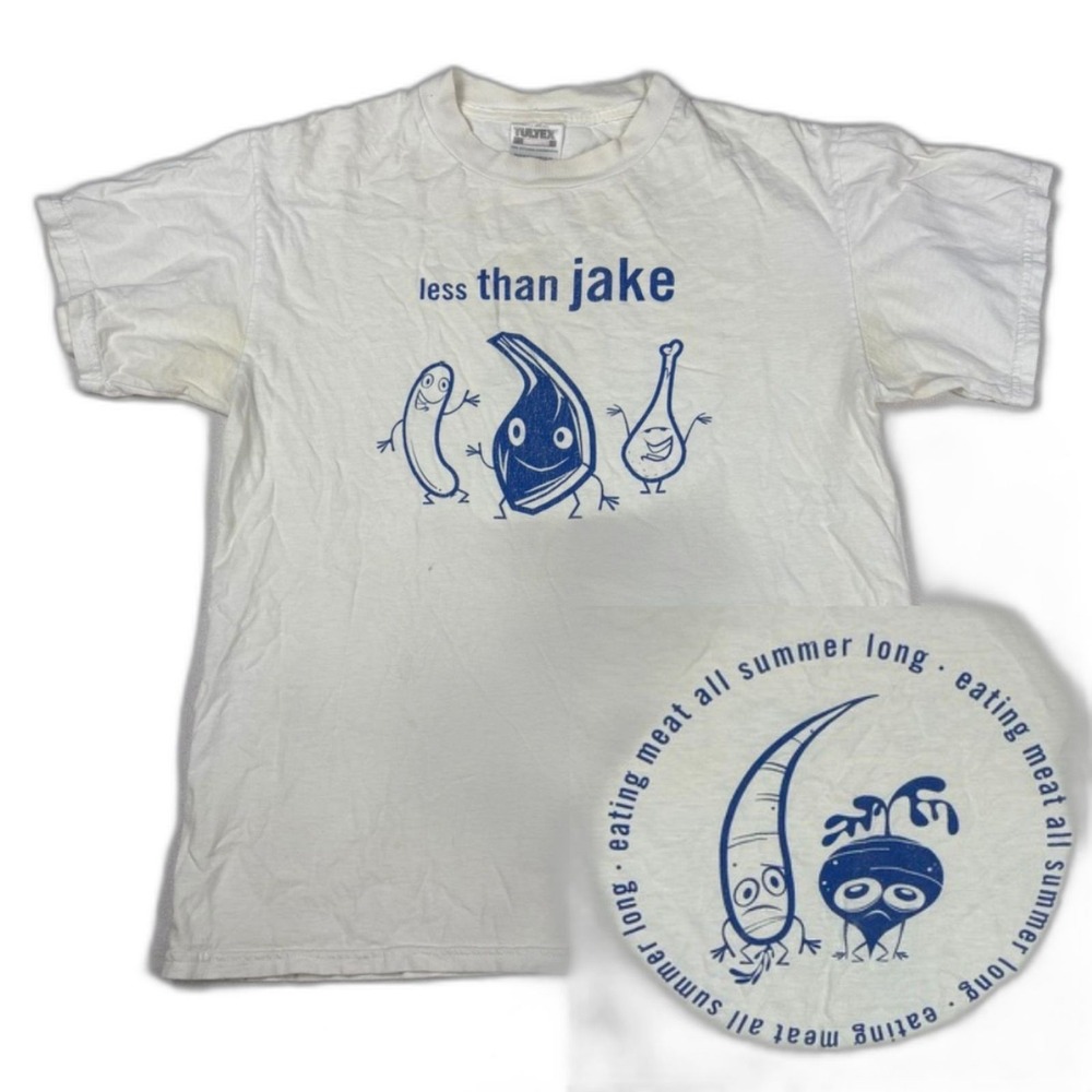 Vintage 90s Less Than Jake T-Shirt M Ska Band Tee Thrashed Single Stitch USA‎